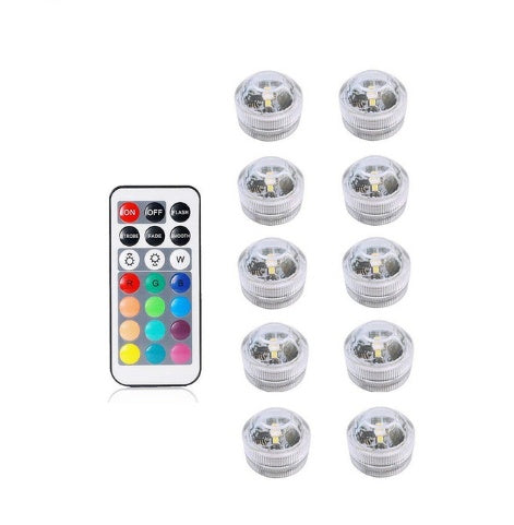 3CM waterproof remote LED diving light, diamond twist, RGB + white.