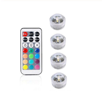 3CM waterproof remote LED diving light, diamond twist, RGB + white.