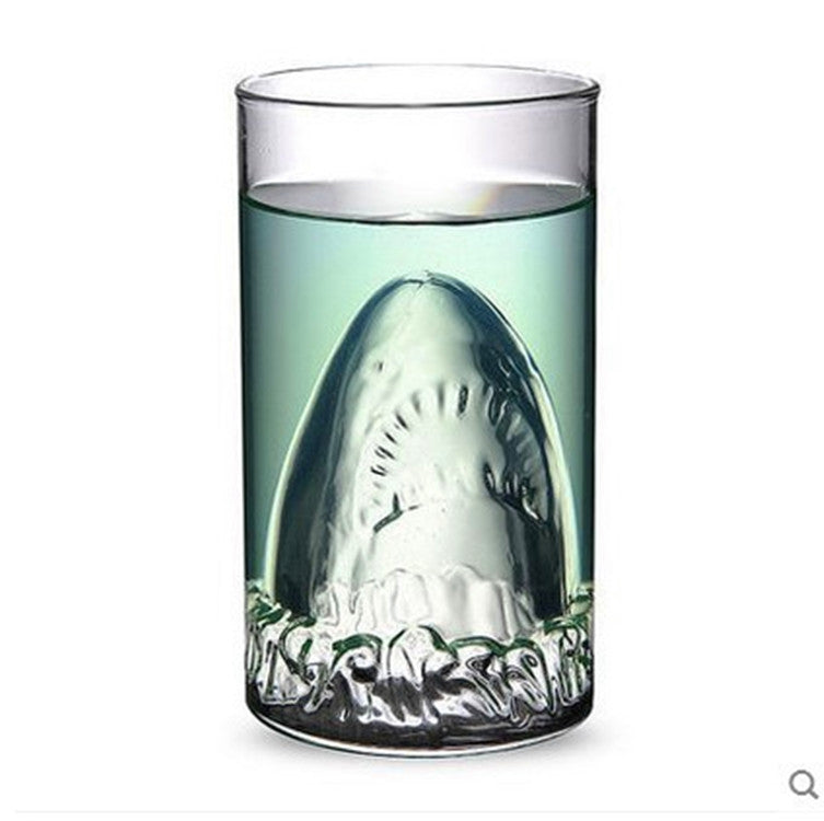 Transparent Glass Cup Shark Glass Wine Milk Tea Water Breakfast Cup Mugs Double-layer Bar Wine Drinkware