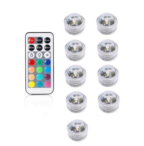 3CM waterproof remote LED diving light, diamond twist, RGB + white.