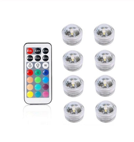 3CM waterproof remote LED diving light, diamond twist, RGB + white.