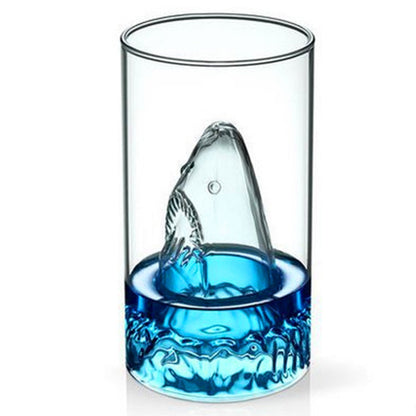 Transparent Glass Cup Shark Glass Wine Milk Tea Water Breakfast Cup Mugs Double-layer Bar Wine Drinkware