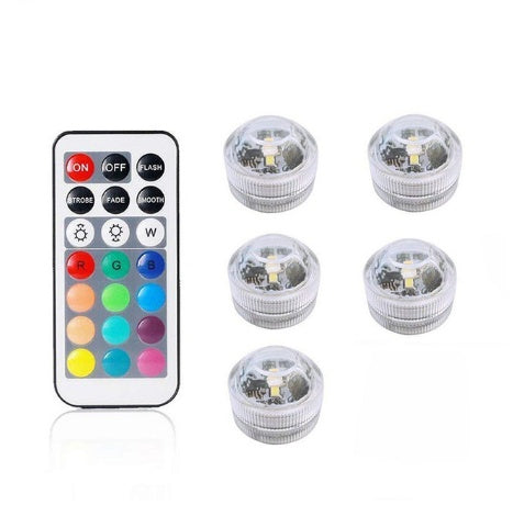 3CM waterproof remote LED diving light, diamond twist, RGB + white.