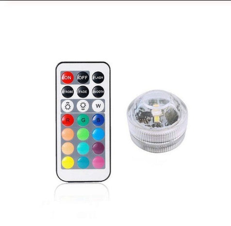 3CM waterproof remote LED diving light, diamond twist, RGB + white.