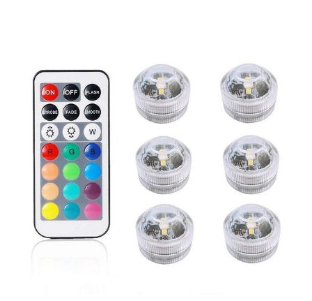 3CM waterproof remote LED diving light, diamond twist, RGB + white.