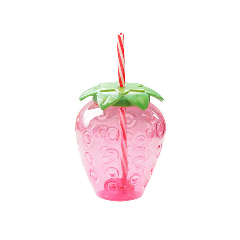 500ml Kawaii Strawberry Water Bottle Cute Strawberry Straw Water Bottle PP Milk Coffee Straw Cup Juice Drinkware Kitchen